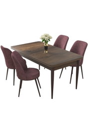 Hanah Home Juego de Mesa y Sillas de Comedor, Barroco, Rosa Polvoriento, Tablero Partículas y Metal